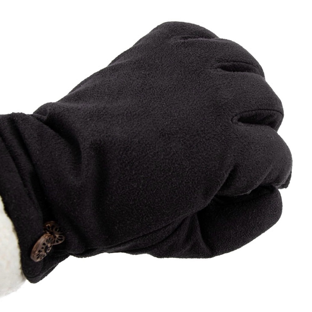 Isotoner Water Repellent Touchscreen Microsuede Sherpa Lined Gloves With Buttons - Picture 6 of 6